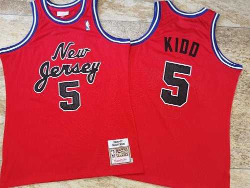 Men Brooklyn Nets 5 Kidd red Home NBA Jersey Print